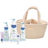 cesta os essenciais de bebé rosa