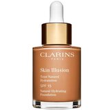Clarins Skin Illusion Base Líquida Hidratação Natural Pele Nua | 113 Chestnut 30 mL