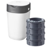 Tommee Tippee - Twist and Click Nappy Bin + 4 Refill Cassettes White