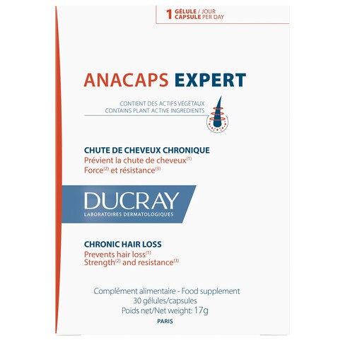 Ducray - Anacaps Expert Complemento Alimenticio Anticaída Crónica 30 Cápsulas