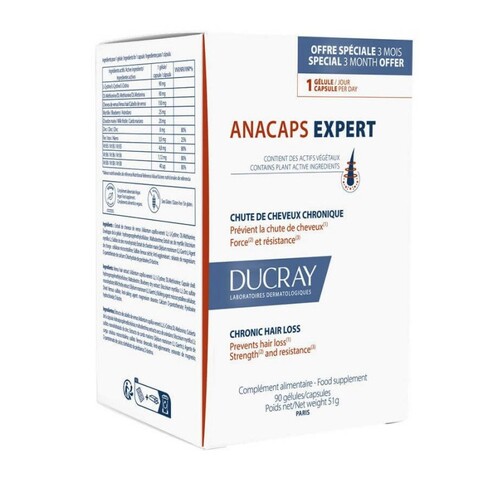 Ducray - Anacaps Expert Suplemento para Queda Capilar Crónica 3x30 caps
