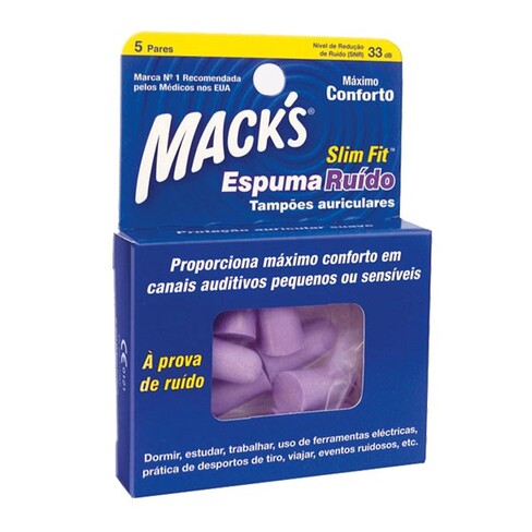 Macks - Espuma Ruído Slimfit Tampões Auriculares 