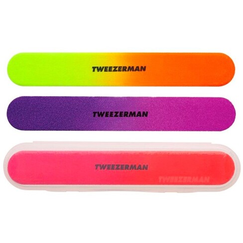Tweezerman - Neon Filemates Limas para Unhas Pack 3 un. + Estojo Transparente