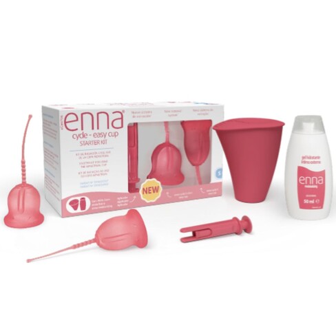 Enna - 2 Menstr.cups Size S + Applicator + Steriliser/transporter Box + Moisturizing