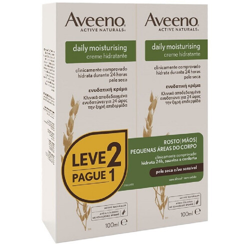 Aveeno - Crème Hydratante Visage à l'Avoine Colloïdale 2x100 mL