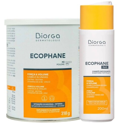 Ecophane - Pó Fortificante para Unhas e Cabelo 318 G 90 Doses + Shampoo 200 mL