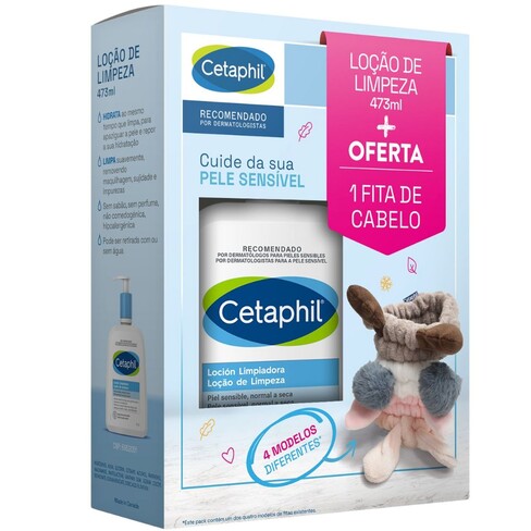 Cetaphil - Loção de Limpeza Pele Sensível 473mL + Fita de Cabelo