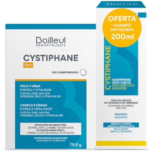 Cystiphane - Cabelos e Unhas Saudáveis 120 Comprimidos + Shampoo Fortificante 200 mL