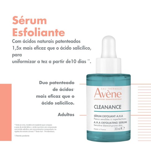 Eau Thermale Avène introduces an innovative NEW step to your routine:  CLEANANCE A.H.A EXFOLIATING SERUM 