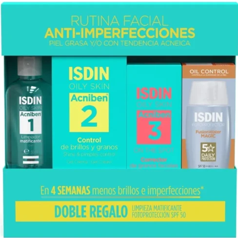 Isdin - Acniben Gel Cream 40mL + on Spot 15mL + Cleansing Gel 50mL + Fotoultra Magic 10mL