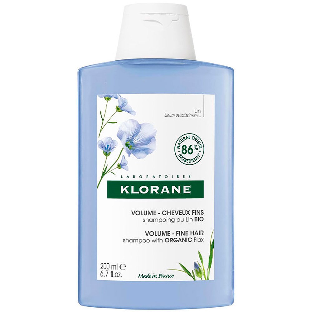 Klorane Fibras de linho shampoo volume para cabelos finos
